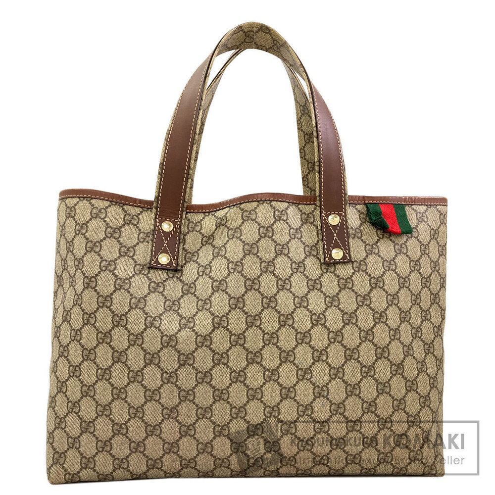 Gucci GG Supreme Web Loop Tote Bag beige brown